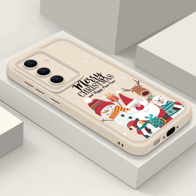 Santa Claus Snowman Print Phone Case For Samsung S24 Ultra S23 S22 S21 Plus S20 FE A55 A35 A54 A53 A52 A34 A14 Christmas Shockproof Soft Phone Cover