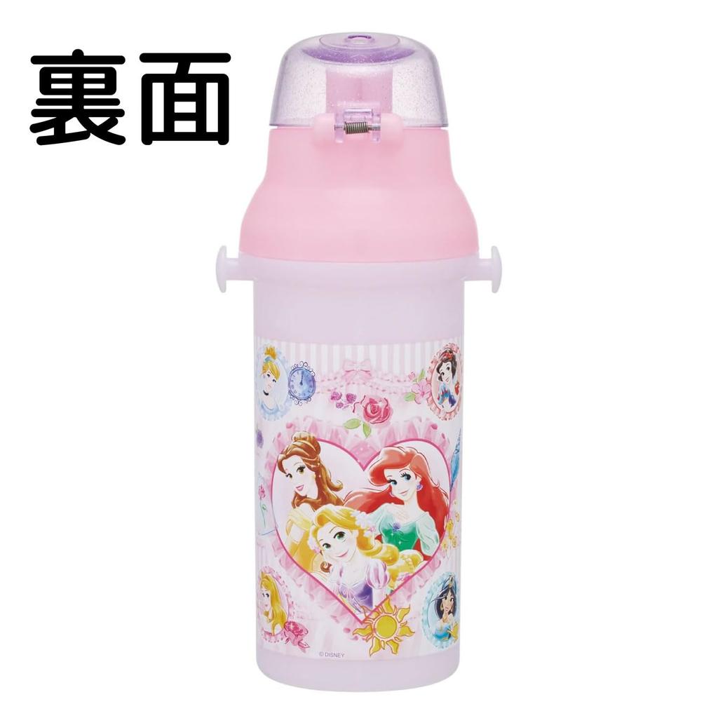 Skater Children's Direct Drinking Water Bottle, Plastic, 480ml, One-Push OpenClose, Dishwasher Safe, Made In Japan, Disney Princess, 26 Years Old,