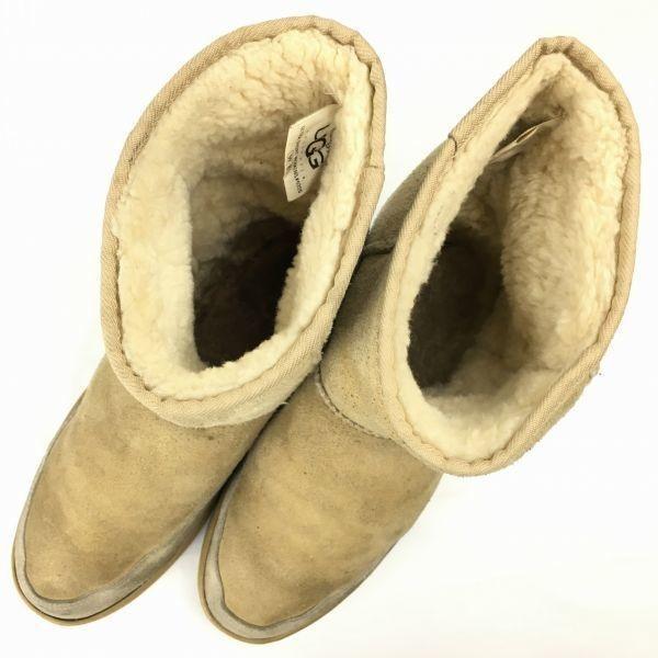 UGG Sheepskin Mouton Boots Camel Brown Size W8 25.0(USED)