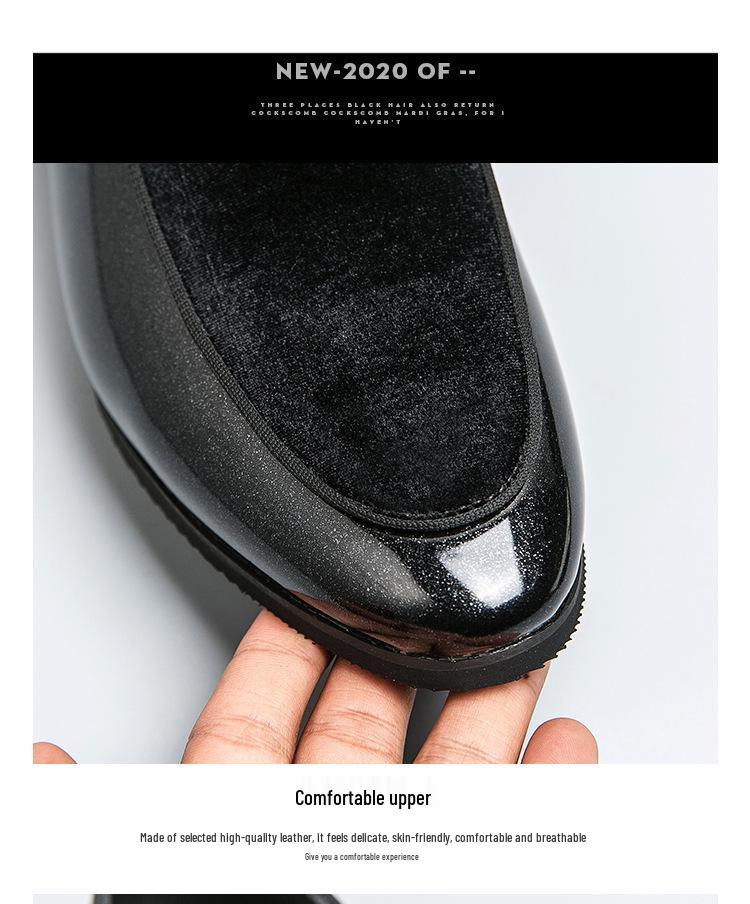 British Style Plus Size Men's Patent Leather Loafers with Pointed Toe and Rubber Sole