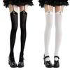 Personality Cross Decoration Women Suspender Socks Solid Color Thin Thigh High Lolita Anime Cosplay Gothic Over Knee Stockings