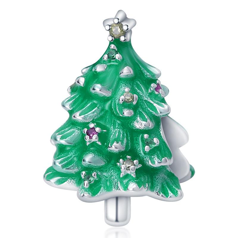 Copper Snowflake Christmas Tree Charms Beads Brand Bracelet Exquisite Diy Jewelry Making Women'S Gift