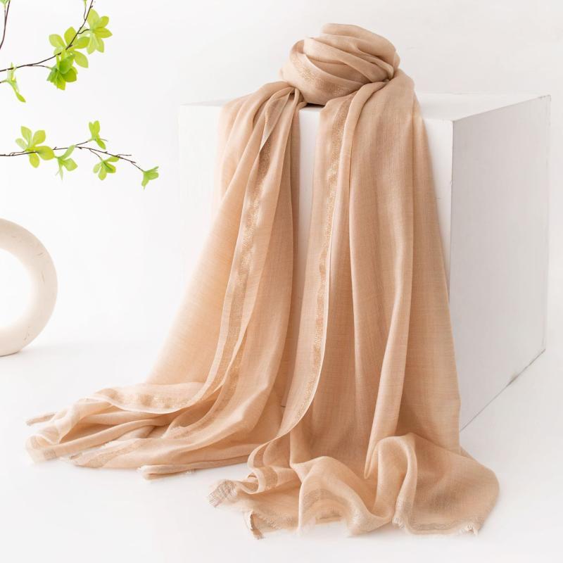 

Women s Gold Edge Tassel Shawl Scarf 90x200cm
