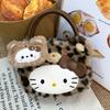Hello Kitty Retro Leopard Print Shoulder Bag With Pu Material For Daily Use