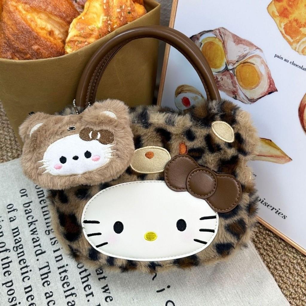 Hello Kitty Retro Leopard Print Shoulder Bag With Pu Material For Daily Use