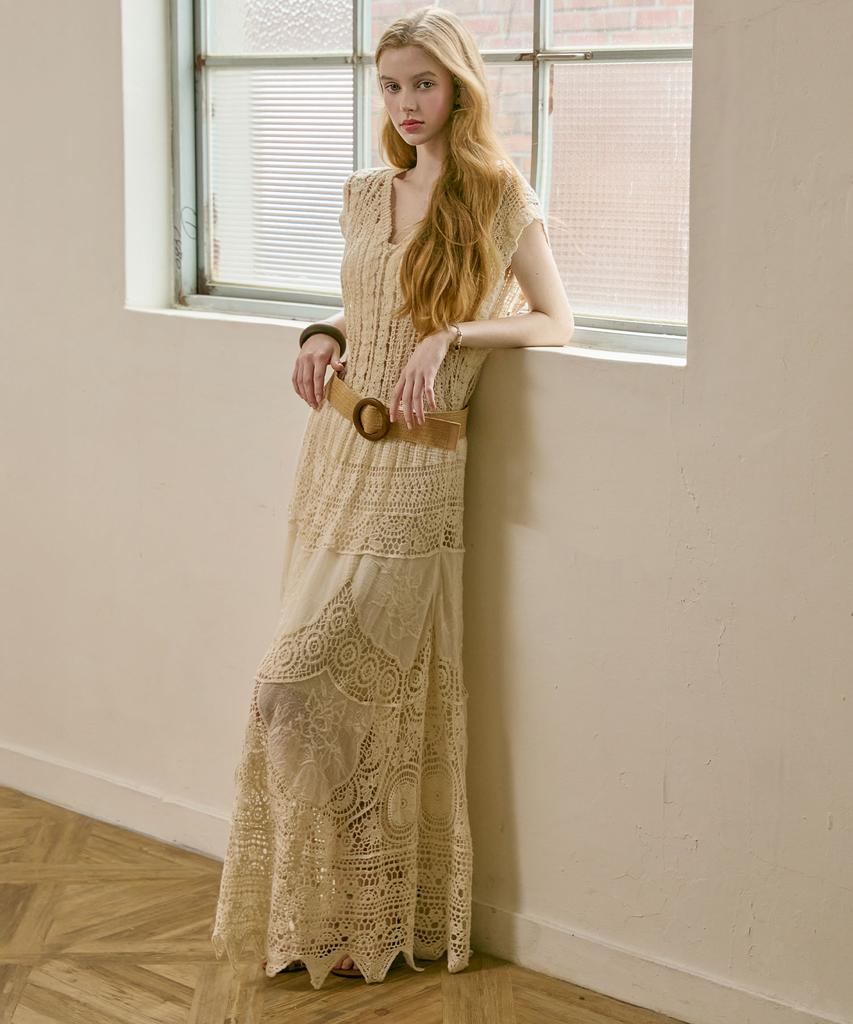 VIKINI VENDER Cesaria Crochet Lace Long Skirt