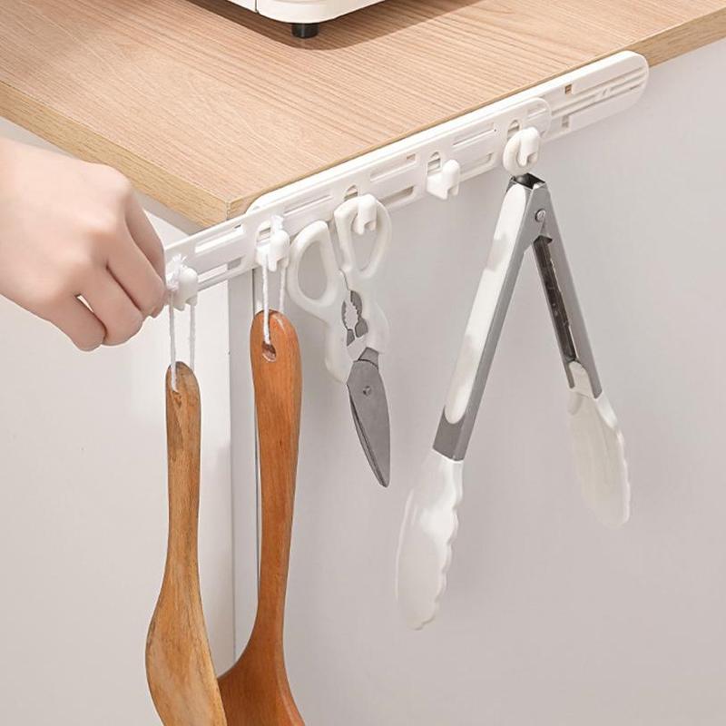 Wall-Mounted Storage Hook No Drill Telescopic For Bathroom Kitchen Organization Of Home Accessories