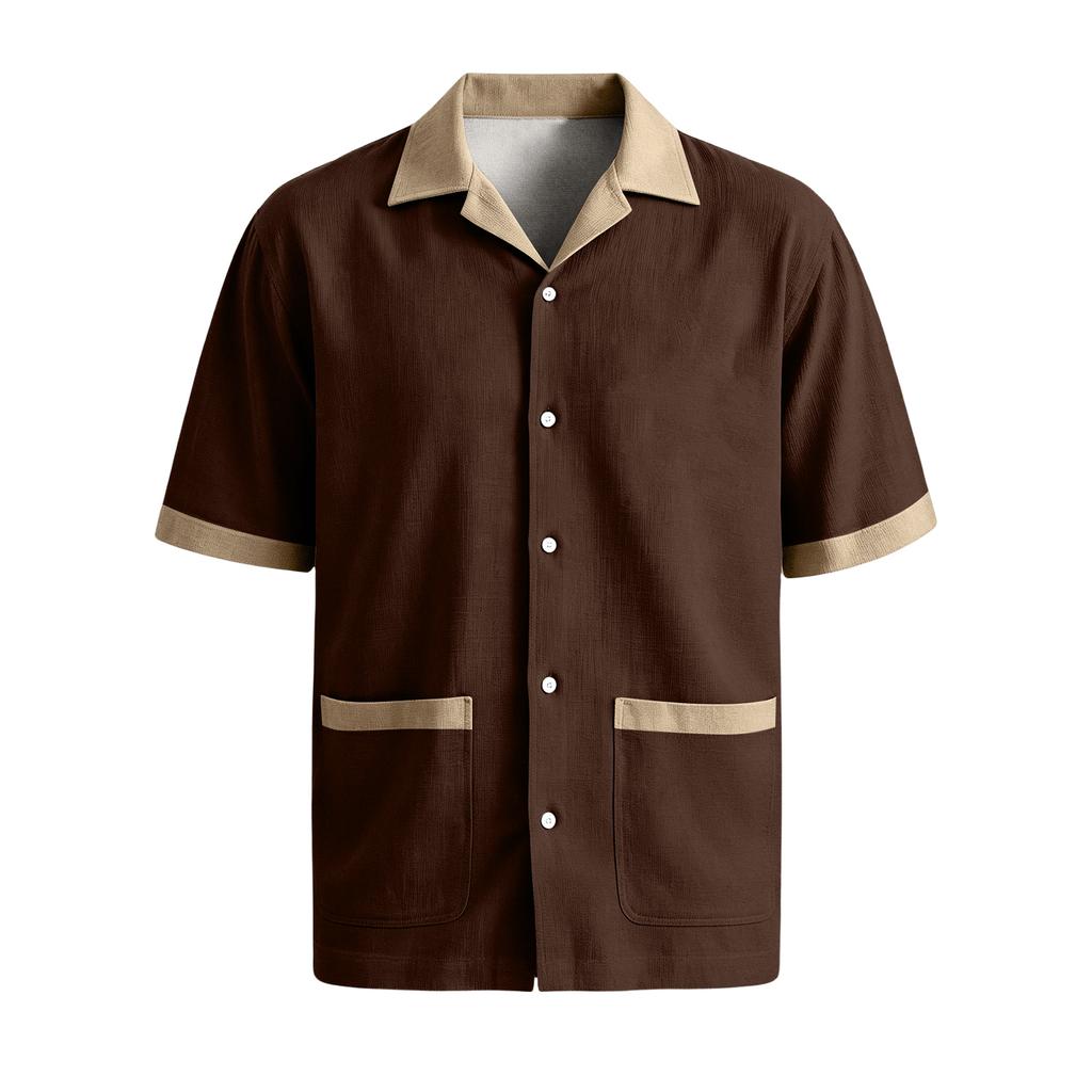 Men's Summer Casual Short Sleeve Shirt Multi Pocket Button Down Collar Lightweight Breathable Fabric Relaxed Fit