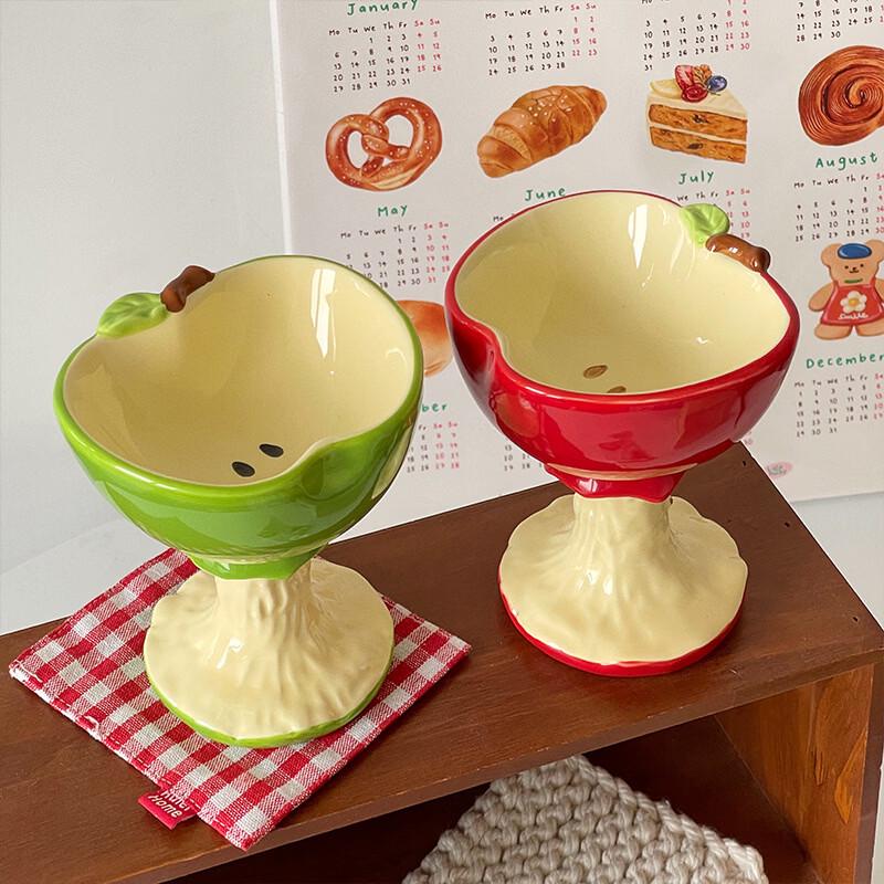 Creative Ceramic Apple Stemmed Dessert Cup