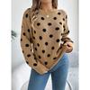 Casual Women's Fashion Autumn Long Sleeve Color Block Polka Dot Winter Pullover Sweater