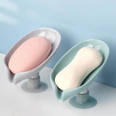 Suction Cup Soap Dish For Bathroom Shower Portable Leaf Soap Holder Plastic Sponge Tray For Bathroom Kitchen Accessories