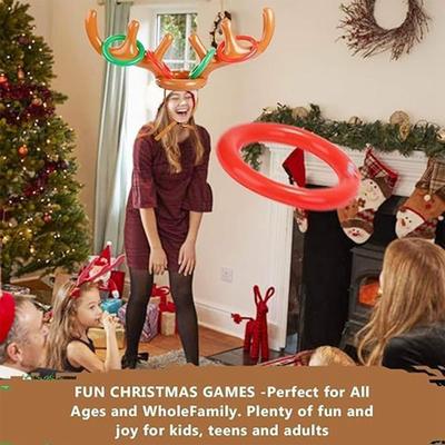 1/3Set Christmas Game Inflatable Reindeer Antler Hat Ring Toss Kids Gift Toys New Year Christmas Home Decor Xmas Party Supplies