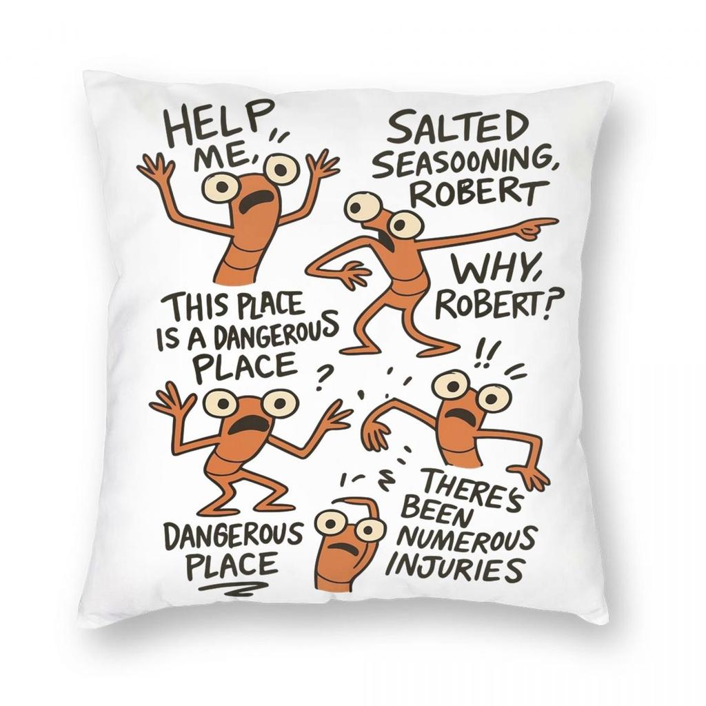 Marcus The Worm Robert Help Funny Meme Pillowcase Printed Polyester Cushion Cover Decor Pillow Case Cover Sofa Square 45X45cm
