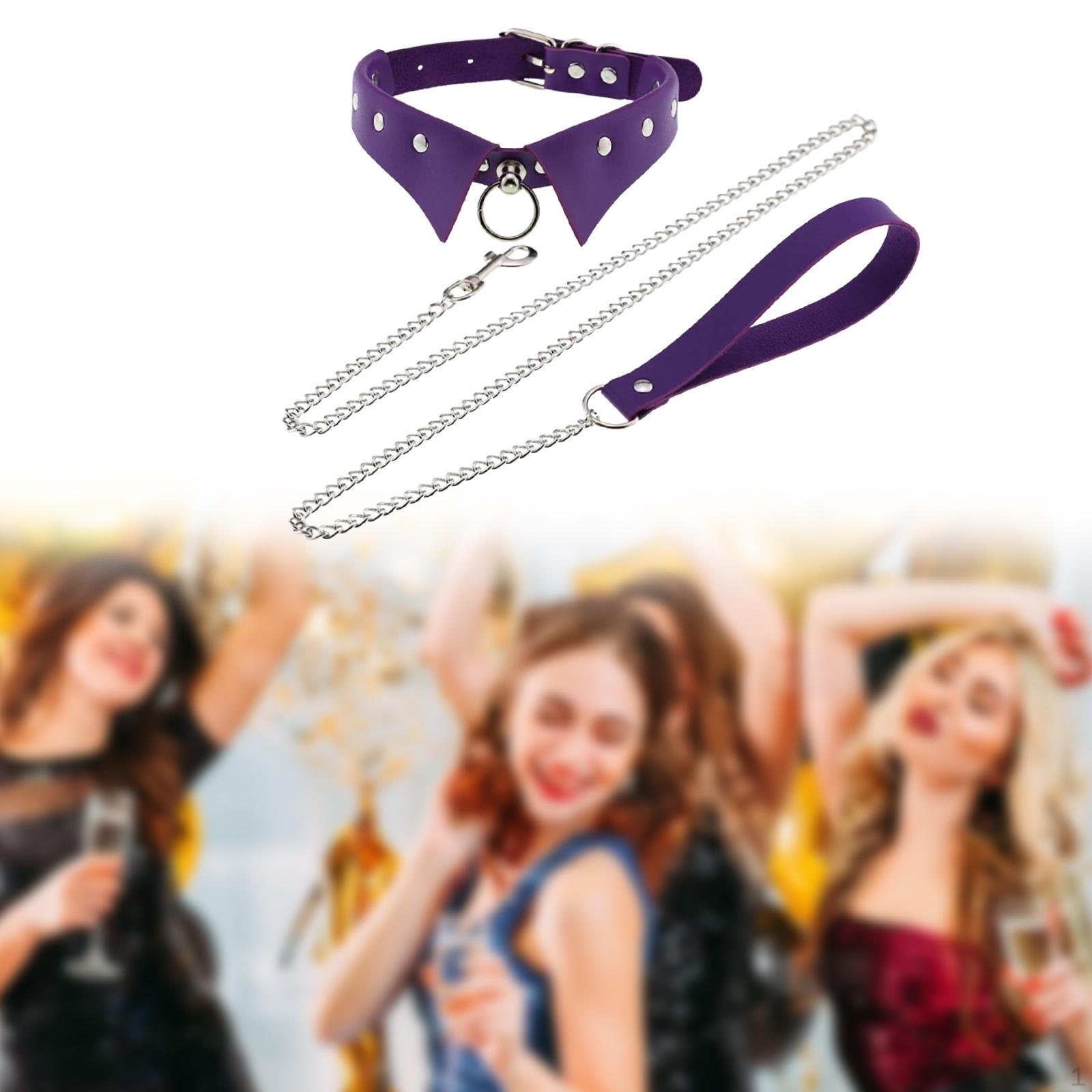 

Готический рок-чокер с подвесками и кольцами для женщин фиолетовый