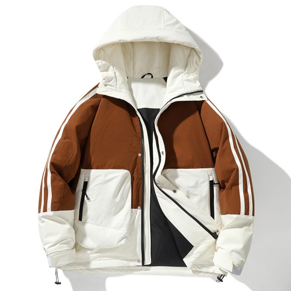 Men's new down jacket winter trend hooded jacket couple men's and women's same thickened white duck down cold top