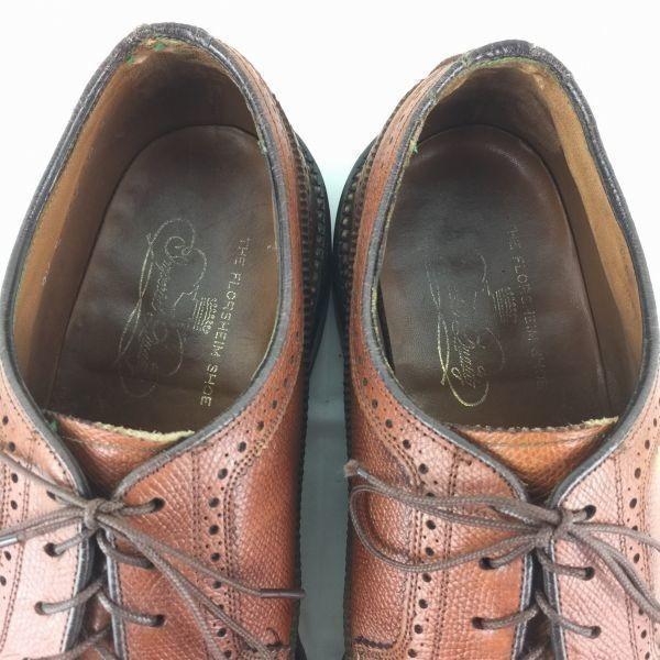 1970s-80s FLORSHEIM Kenmoor Wingtip Shoes Brown size 9.5E Vintage Men's(USED)