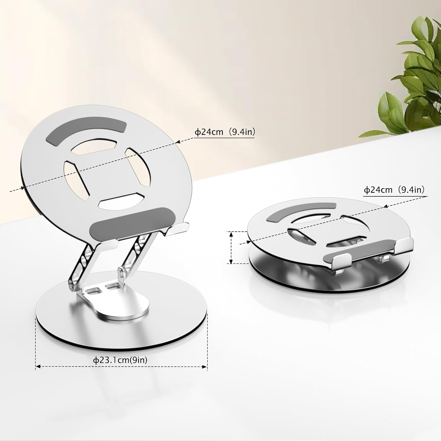 Laptop Stand for Desk Adjustable Computer Stand with 360 Rotating Base Ergonomic Laptop Riser Mount for Desk Foldable Protable Computer Desk Fits