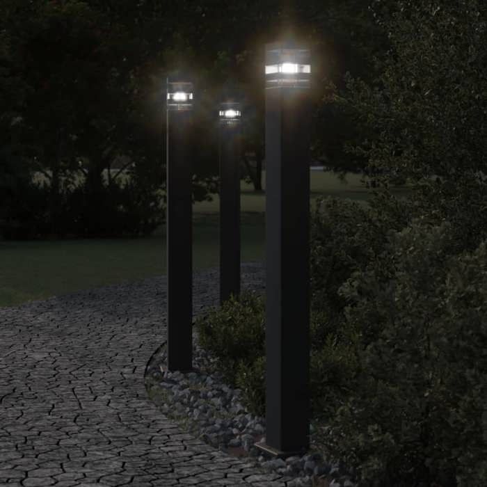 VidaXL Lampadaire d'extérieur avec capteur noir 110 cm aluminium, éclairage au sol d'extérieur, éclairage au sol de jardin, 4006403