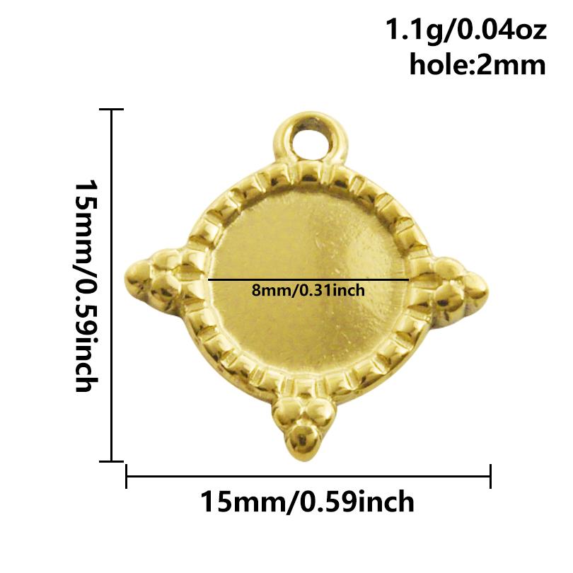 5pcs Geometric Cabochon Base Setting Tray Blank PVD Charm Heart Cross Flower DIY Stainless Steel Pendant For Jewelry Making Bulk