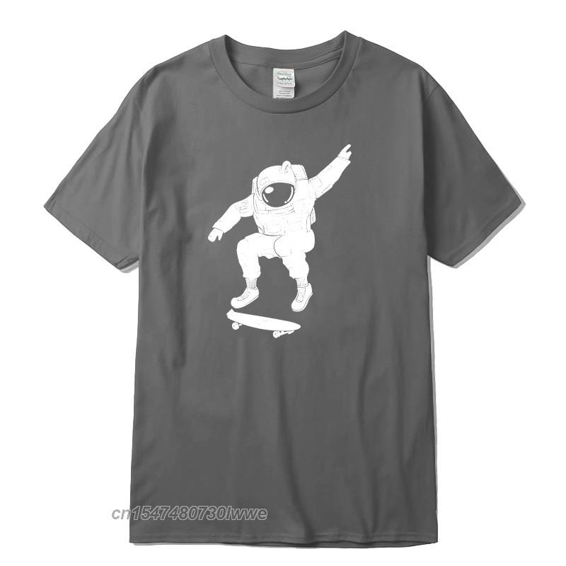 Unisexs TShirt 100 Cotton Astronaut Play The Skateboard Print Crew Neck Designs Unisex TShirt Casual Loose Tshirt S