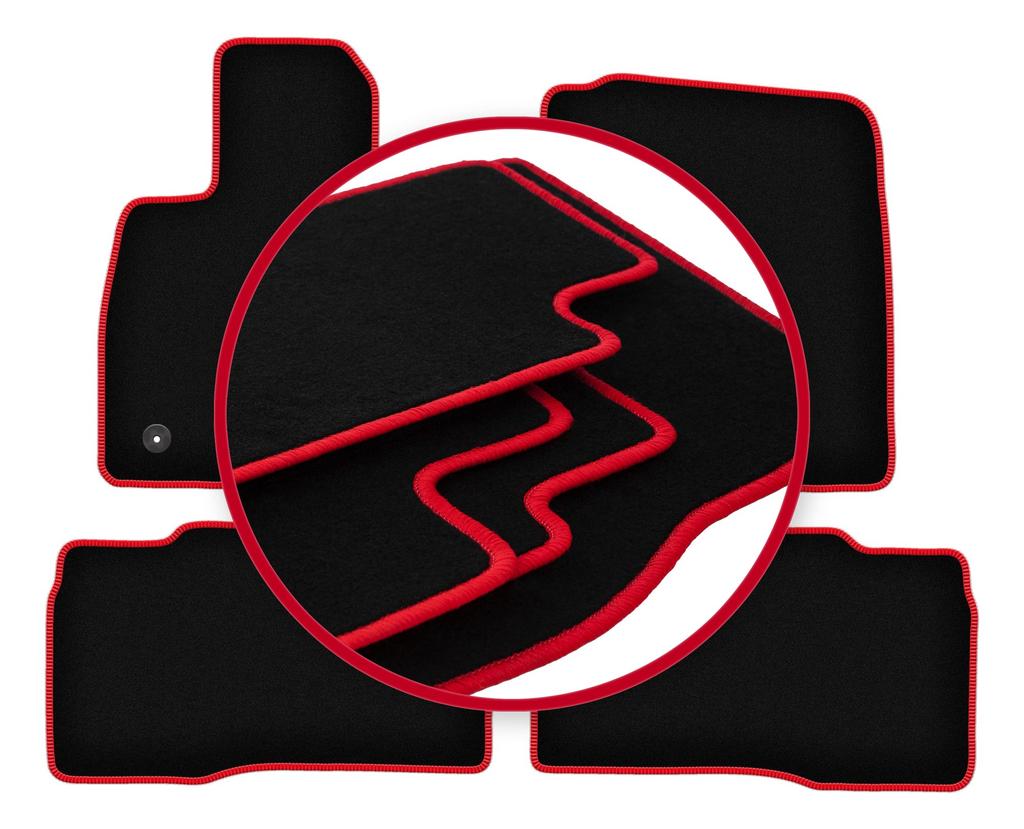 Tapis de sol en velours avec bordure rouge pour: Ford Explorer MK6 SU625 SUV (2020-)