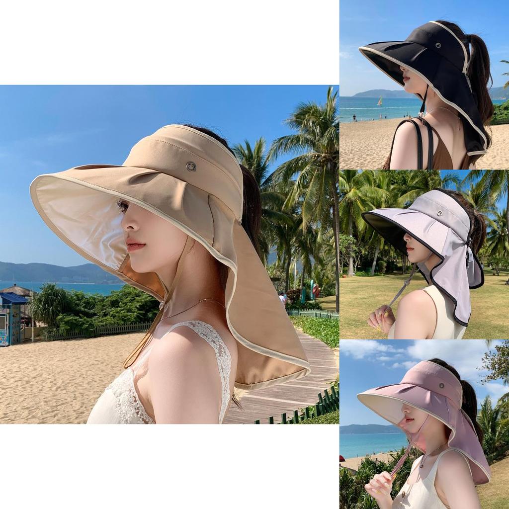 Outdoor Sun Protection Hat With Wide Brim And Neck Cover For Summer Beach Casual Wear