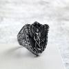 Vintage Stainless Steel Men's Ring Solid Punk St. Michael's Angel Dragon Slayer Ring