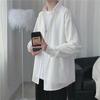 Men's Summer Ice Silk Long Sleeve Black & Gray Casual Shirt - Wrinkle-Free, Loose Fit