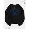 New York Fashion Letter Print Sweatshirt Crew Neck Hooded Casual Sweatshirt for Winter and Fall Women Clothing