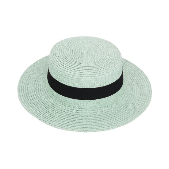 Beach Hat with Wrap-Around Brim, UV Protection Breathable Natural Straw Hat, Flat Top Summer Sun Hat for Beach Vacation Tropical Travel Outdoor