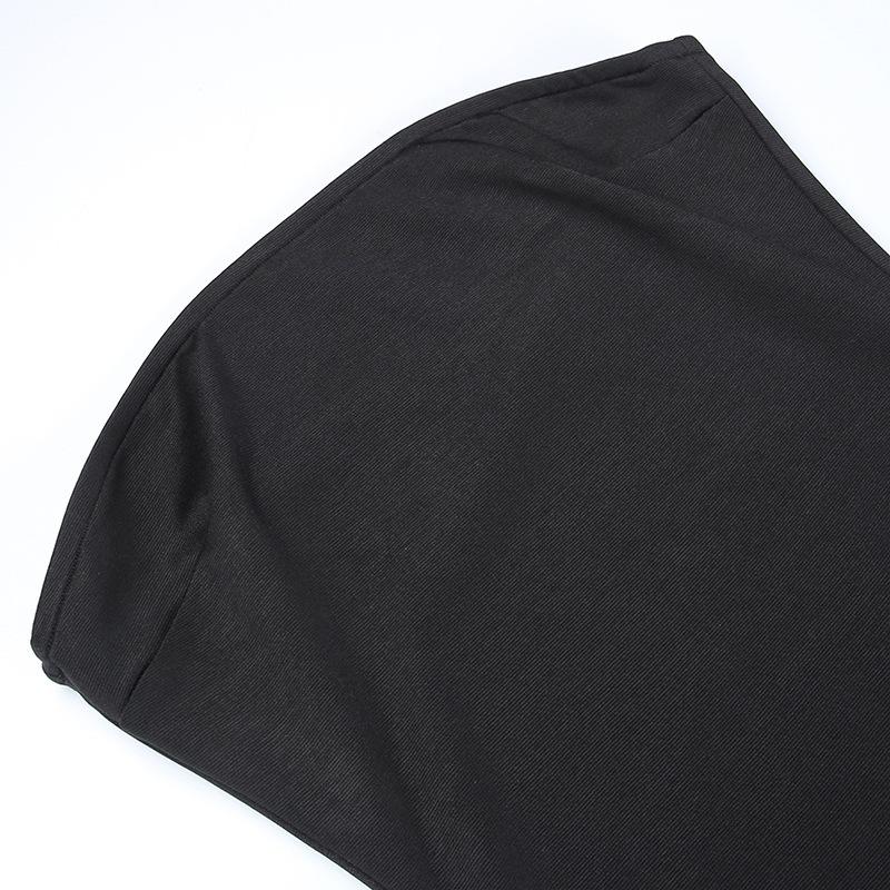 Women Summer Strapless Backless Package Hip Tassel One Piece Dress