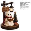 Rustic Halloween Decor Ghost Figurine Vintage Cozy Reading Book/Walking Dog Statue with Lantern Fall Home Accents Light Up Spooky Resin Tabletop