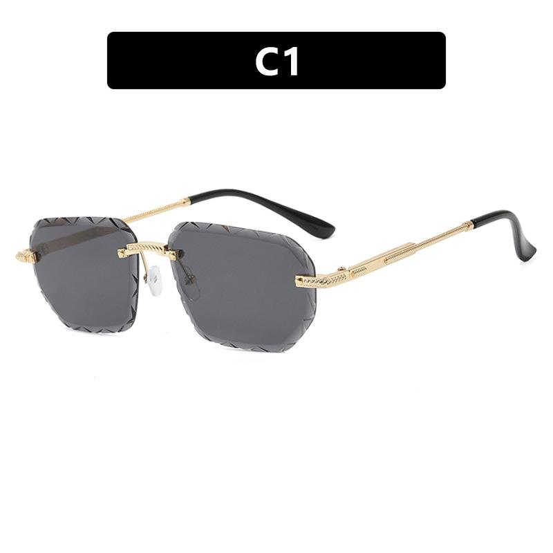 Square Rimless Sunglasses  Trend Metal High-Grade Men'S And Women'S Sunglasses Street Photo Sunglasses Gradient Goggle