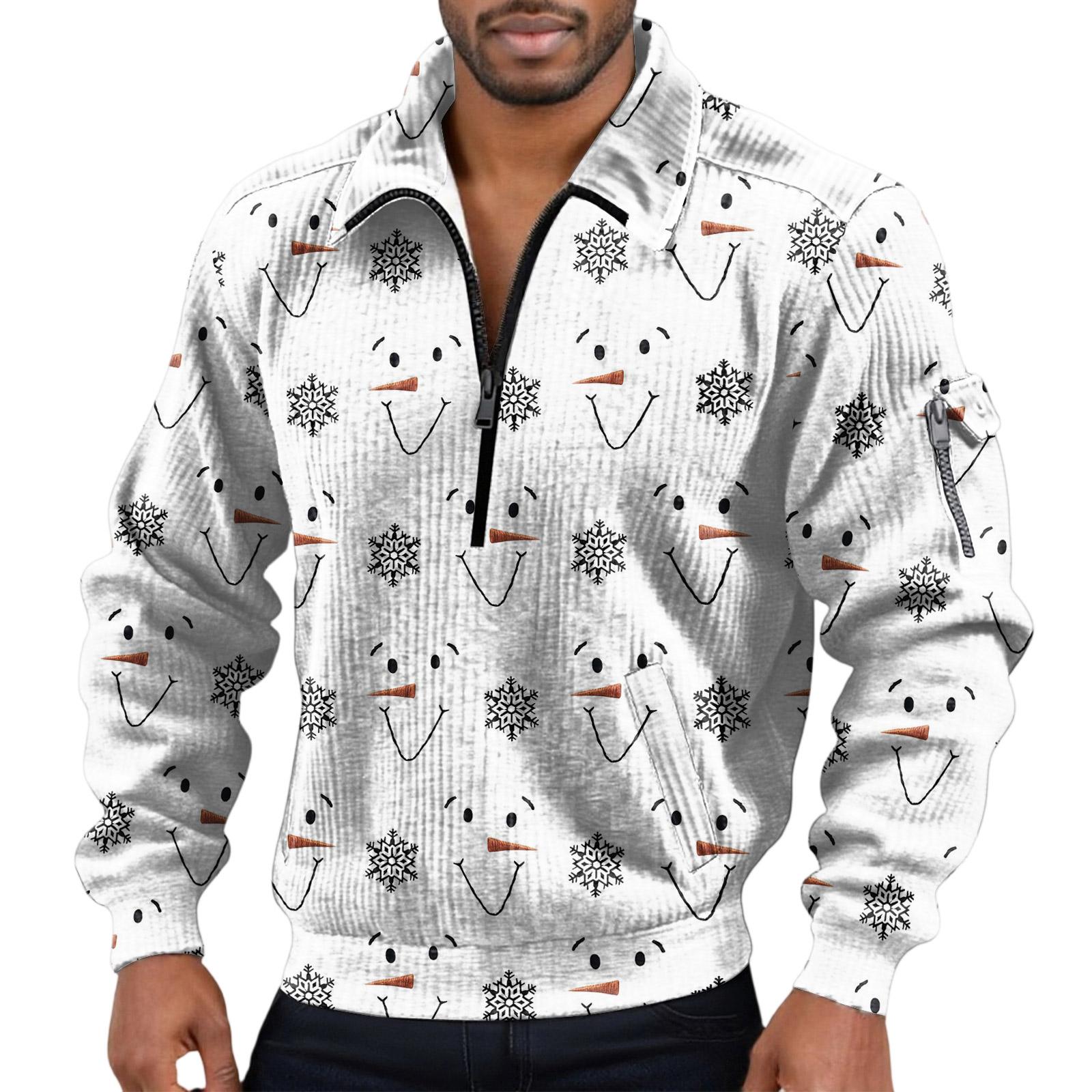 

Мужской однотонный вельветовый топ с длинным рукавом и застежкой-молнией на горловине, мужской повседневный топ с лацканами XL белый