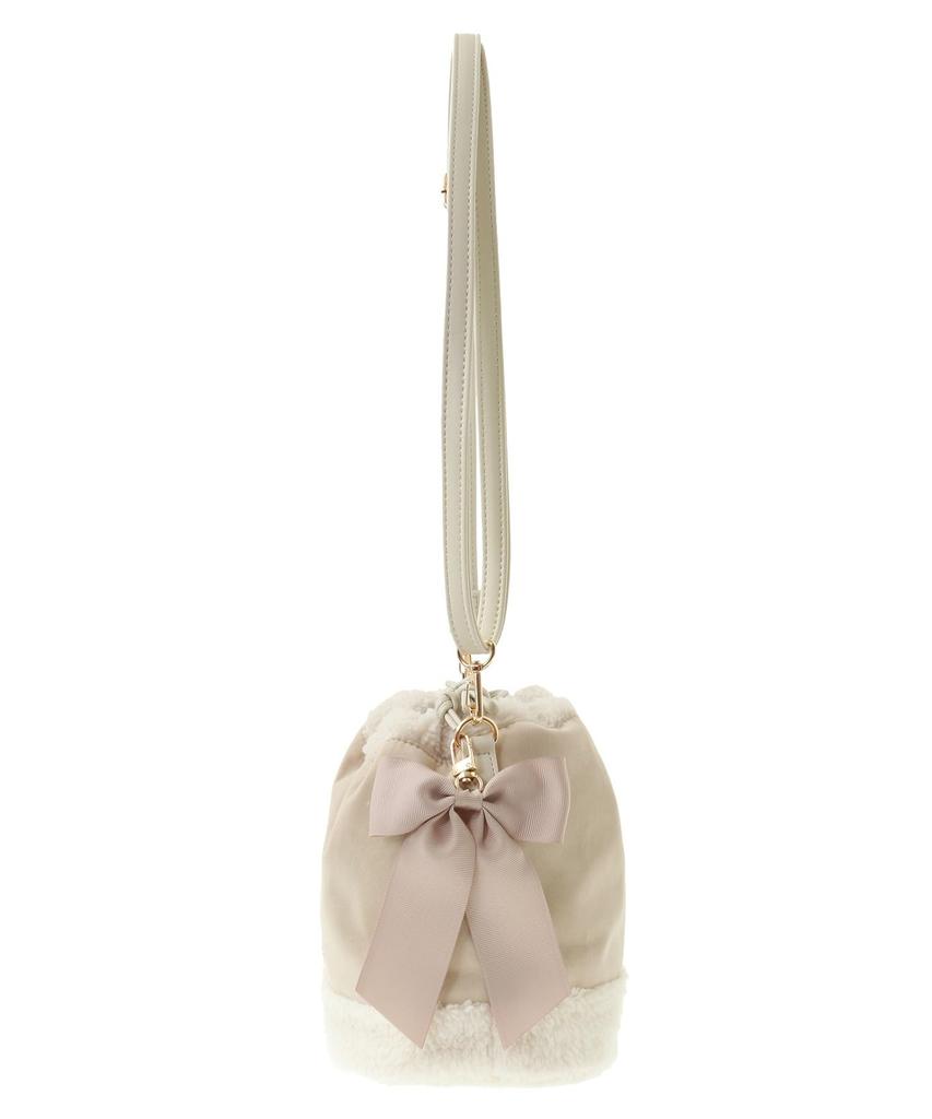 Maison de Fleur Women's Shearling Drawstring Shoulder Bag, Pink, 08000039000