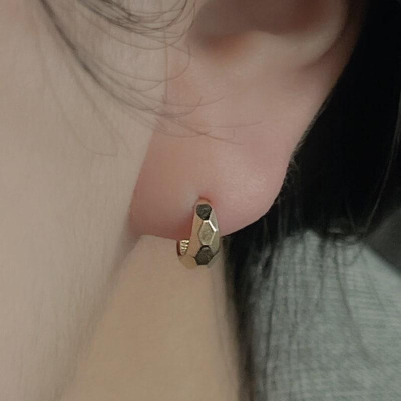 

BettyU 14k gold flat edge one-touch earrings rose gold (individual)