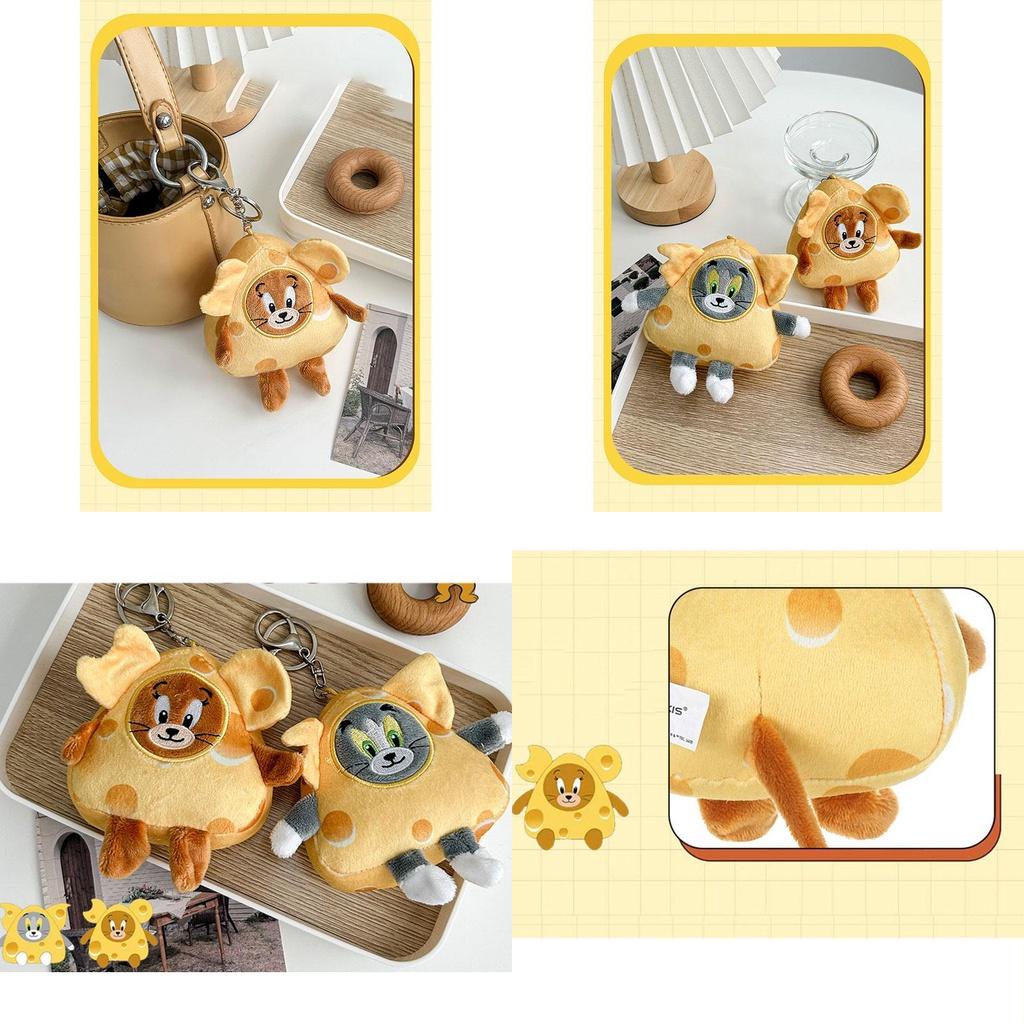 Authentic Tom And Jerry Cheese Plush Doll Pendant Cute Cartoon Tom Cat And Jerry Mouse Bag Decoration Perfect Gift For All Ages