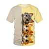 Men's T-shirt Funny Animal Graphic Print Casual Round Neck Short Sleeve Tops Street Fashion T Shirts Male Oversized Clothing