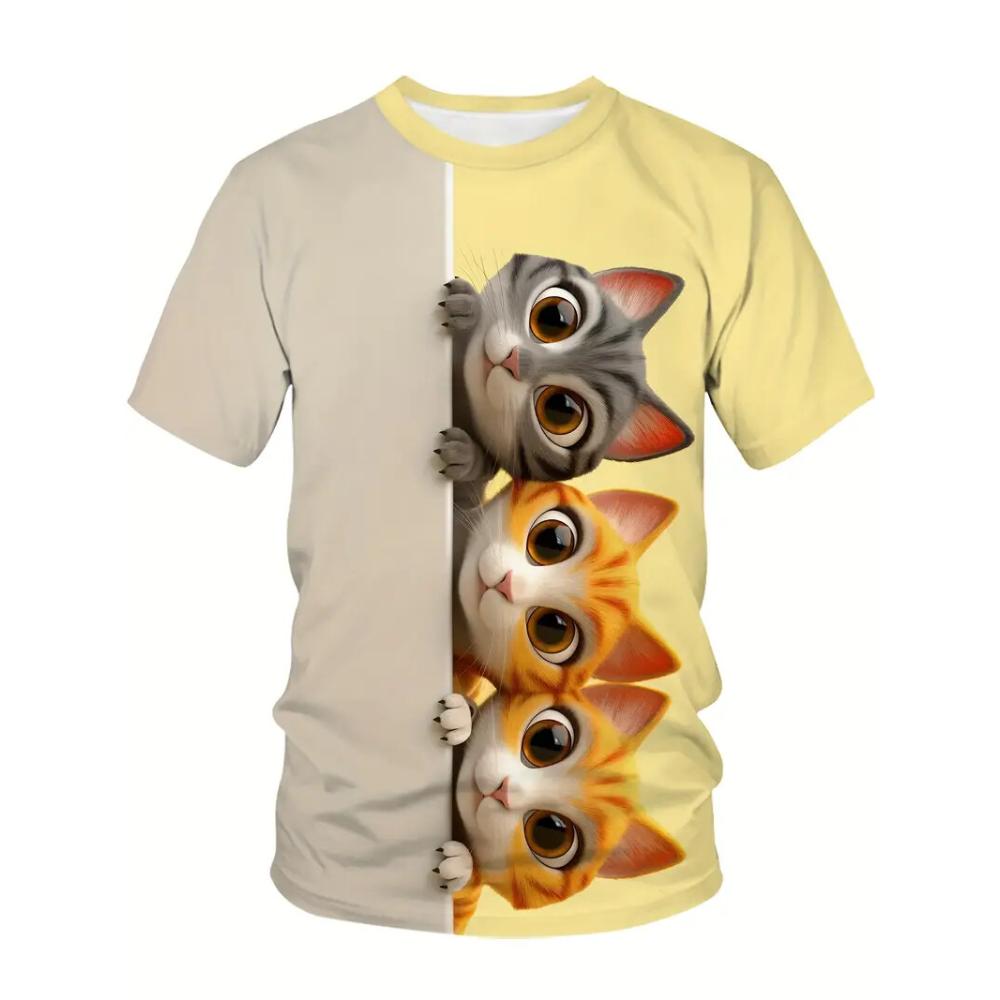 Men's T-shirt Funny Animal Graphic Print Casual Round Neck Short Sleeve Tops Street Fashion T Shirts Male Oversized Clothing