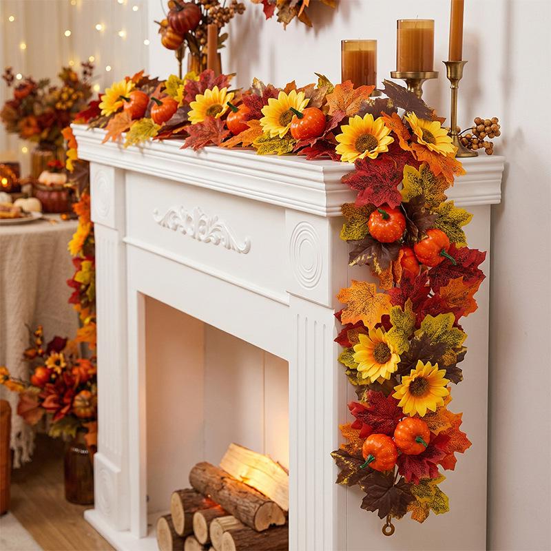 Thanksgiving Maple Leaf & Sunflower Vine Decoration for Home and Festival 