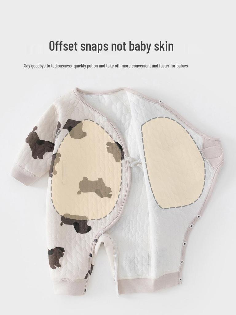 Baby Butterfly Three-Layer Warm Crawling Jumpsuit - Boneless, All-Season Newborn Clothing