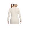 Nike Sportswear Chill Knit Solid Color Zip V-Neck Slim Ribbed Long Sleeve Sweater Women Tops Light-Brown FN3683-104