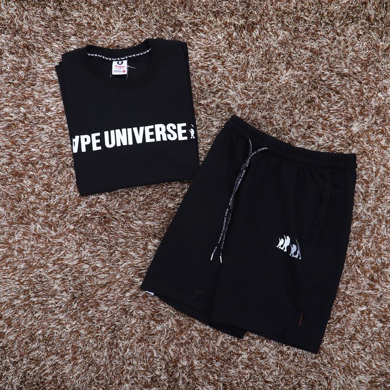 Ape Head AAP Men's & Women's Trendy 2-Piece Set: Loose Sports Shorts & Short-Sleeve T-Shirt