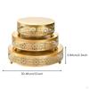 3 Pieces Gilded Dessert Stand Metal Round Decorative Ornate Cake Pedestal for Wedding,