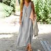 Women Sundress A-Line Pullover All-match Large Hem Long Dress Streetwear
