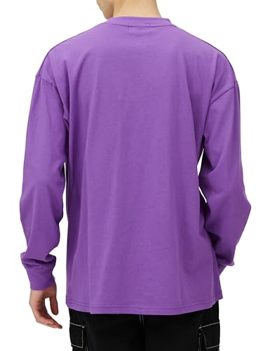 Improbes Casual Gerry Long Sleeve T-Shirt with One-Point Logo Embroidery, Men's, Purple