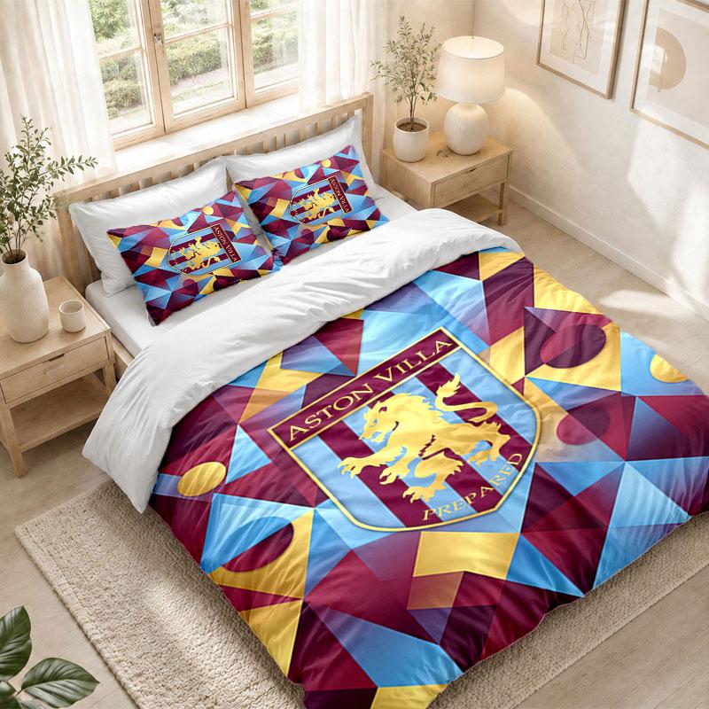 Set Biancheria da Letto 1 Copripiumino 2 Federe Stampa Calcio Aston Villa Camera da Letto Decorazione Casa