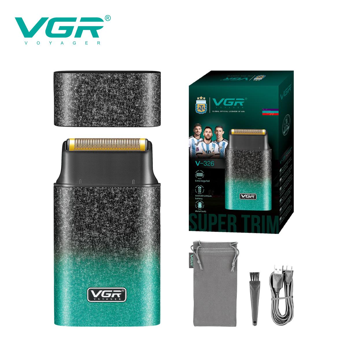 

2026 VGR V-326 Reciprocating Shaver Gradient Matte Body IPX6 Waterproof Men s Shaver Convenient USB Rechargeable Home Travel Shaver Hair Removal Razor зелёный