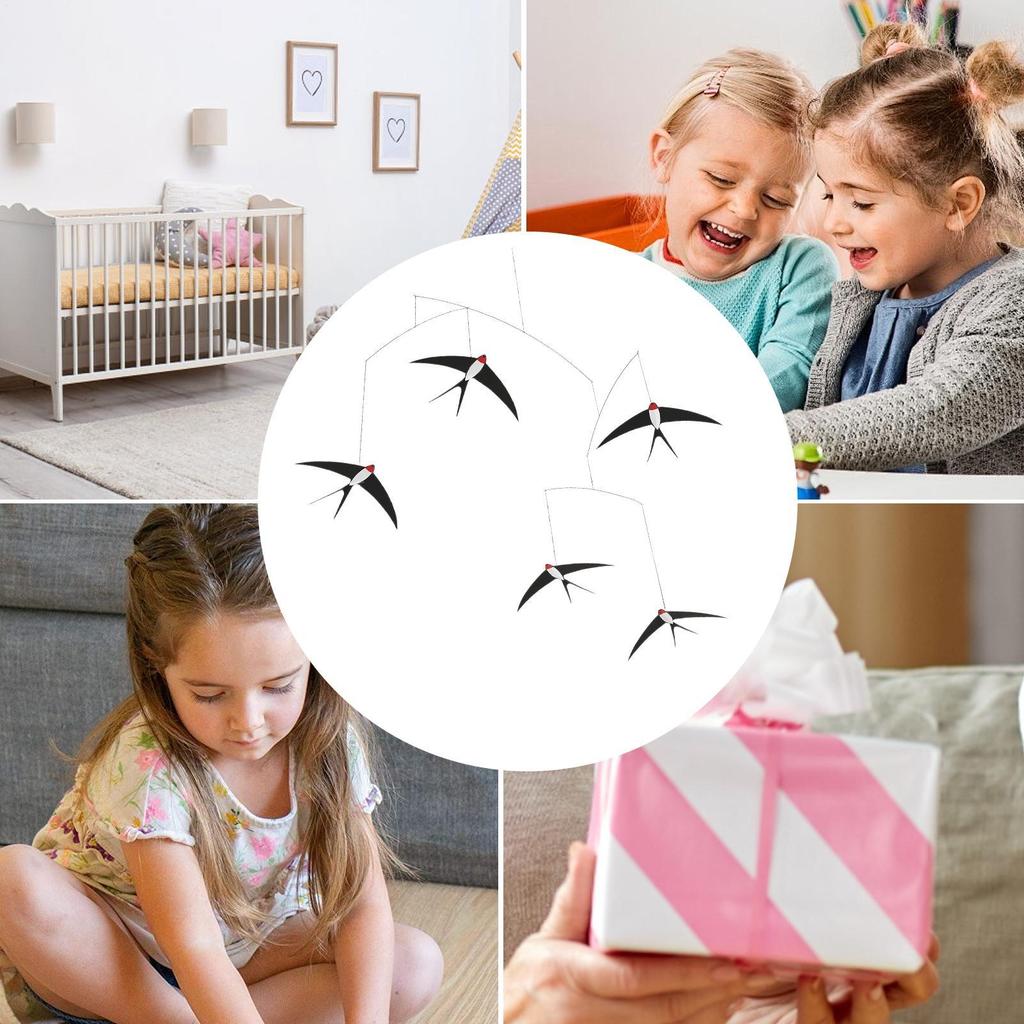 Danish Swallow Air Balance Pendant Silent Wind Chime Flying Bird Kindergarten Kids Room Living Room Interior Home Decor