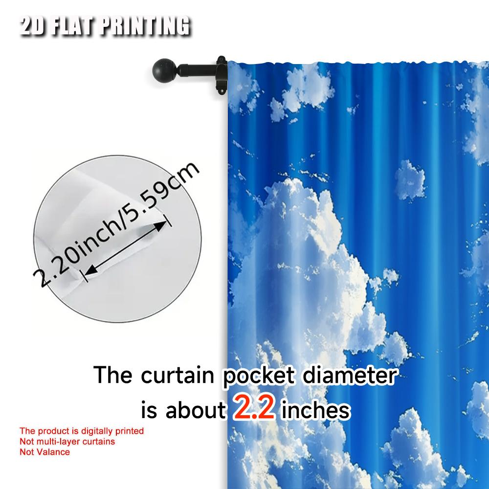 2pcs, Curtains  print Blue Sky White Clouds Machine Washable (without rod) Home Decor Use for Bedroom, Living Room, Office,